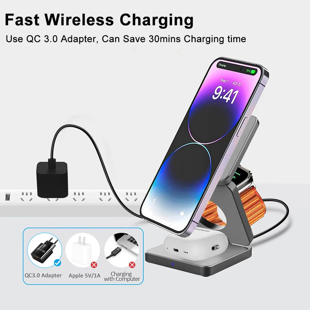 3-in-1 Magnetic Wireless Charging Station