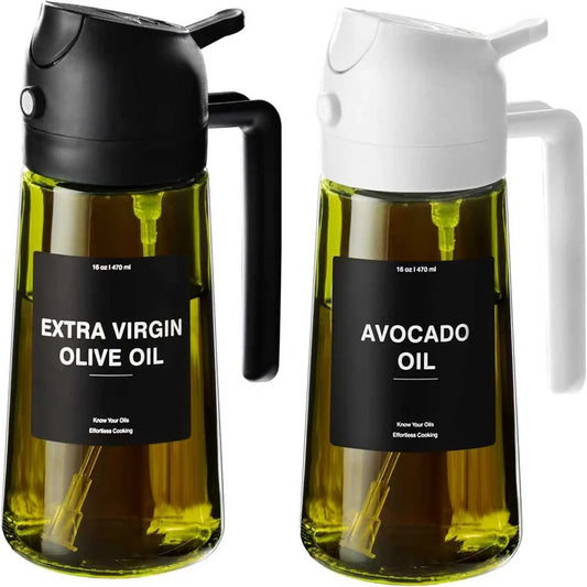 Dual-Action Glass Oil Dispenser & Sprayer (2-in-1)