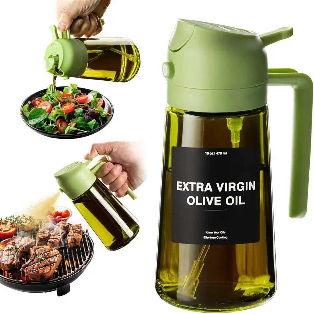 Dual-Action Glass Oil Dispenser & Sprayer (2-in-1)