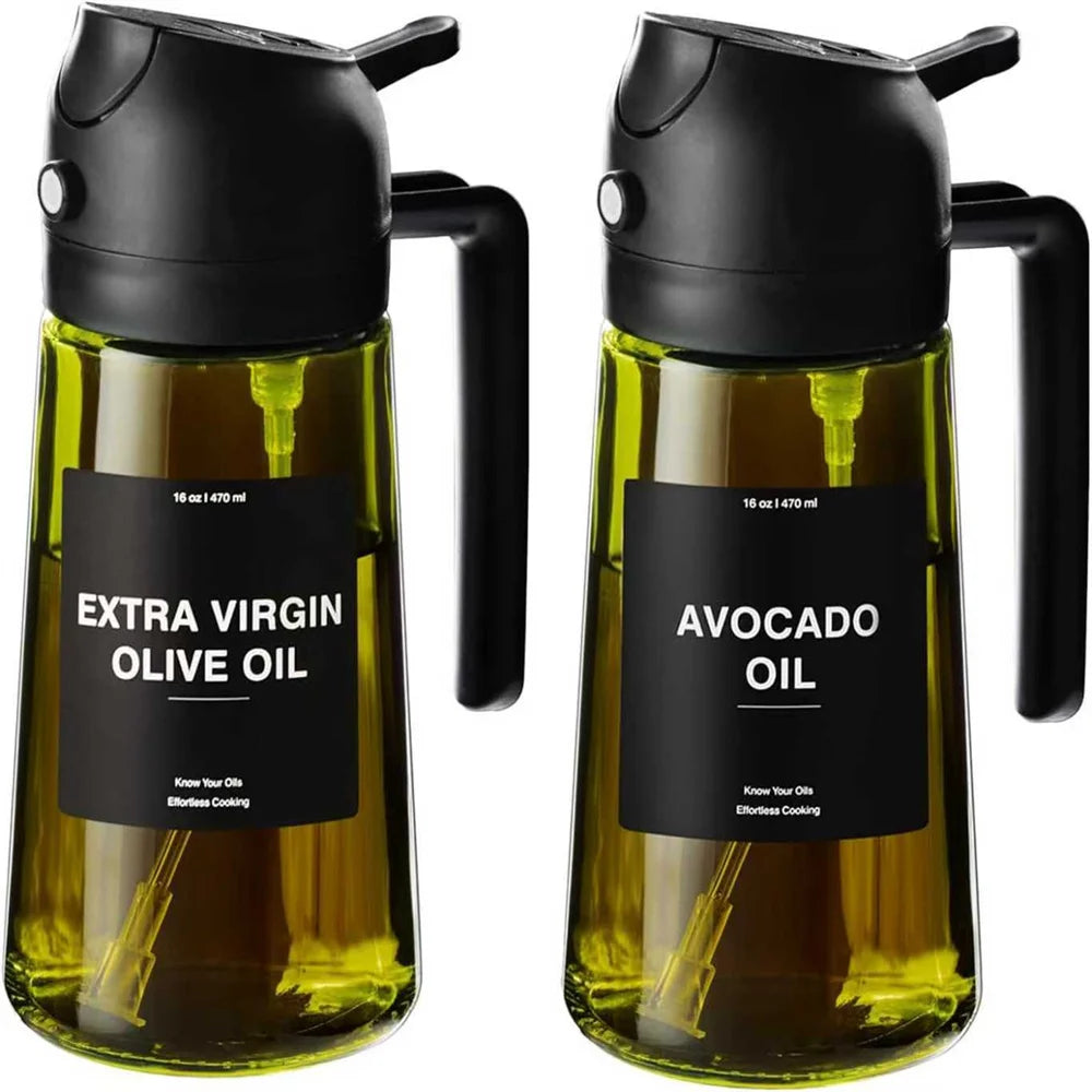 Dual-Action Glass Oil Dispenser & Sprayer (2-in-1)