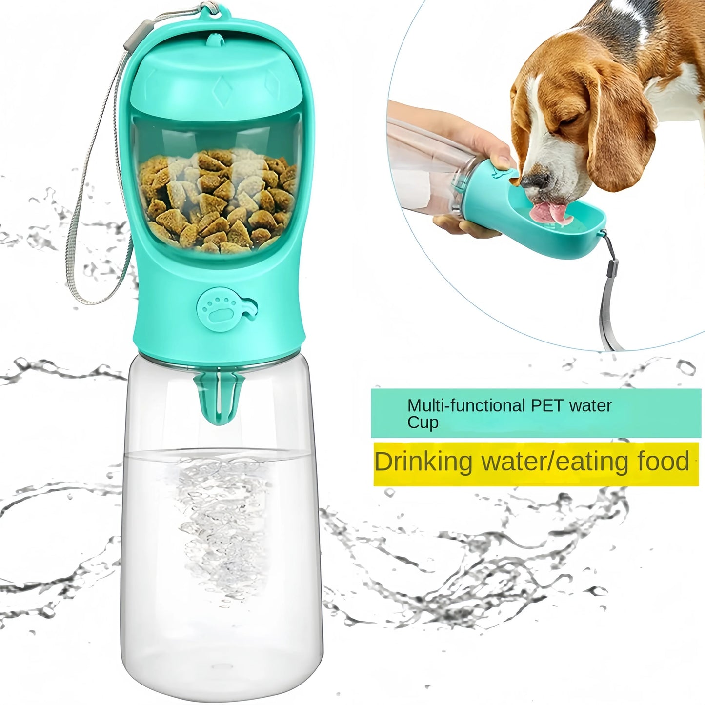 Portable 2-in-1 Pet Water & Food Bottle