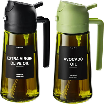 Dual-Action Glass Oil Dispenser & Sprayer (2-in-1)