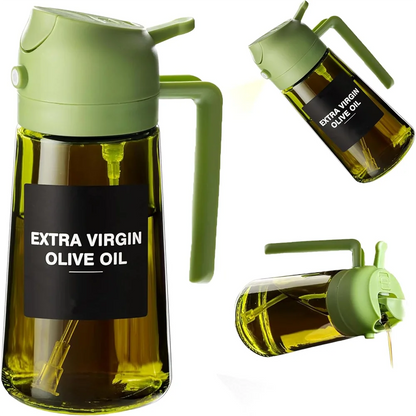 Dual-Action Glass Oil Dispenser & Sprayer (2-in-1)