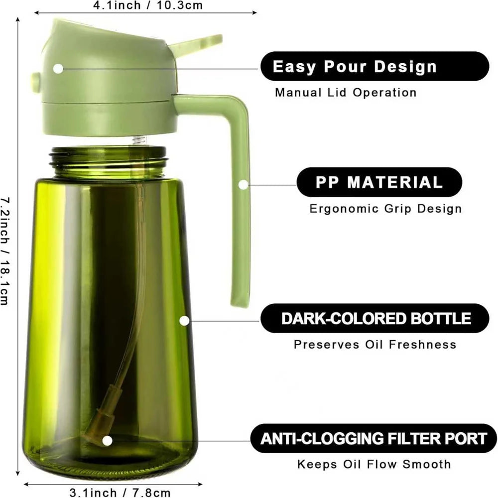 Dual-Action Glass Oil Dispenser & Sprayer (2-in-1)